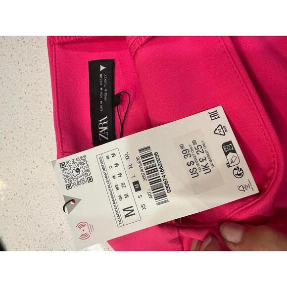 Zara NWT Asymmetric Skort Size M Pink High Rise Zipper Barbie Minimalist - Picture 5 of 5
